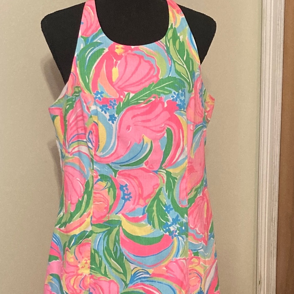 Lilly Pulitzer grayee shift dress print is So A Peeling sz 10 NWT